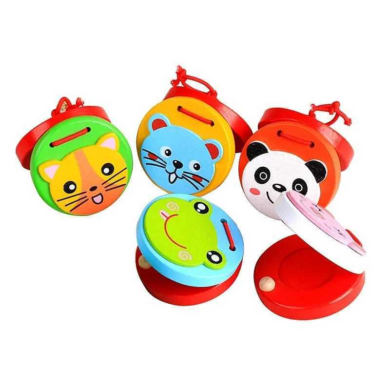 Kids Cartoon Wooden Rattle Drum Handle Clapping Castanets Board For Baby Musical Instrument Preschool Early Educational Toys C250913