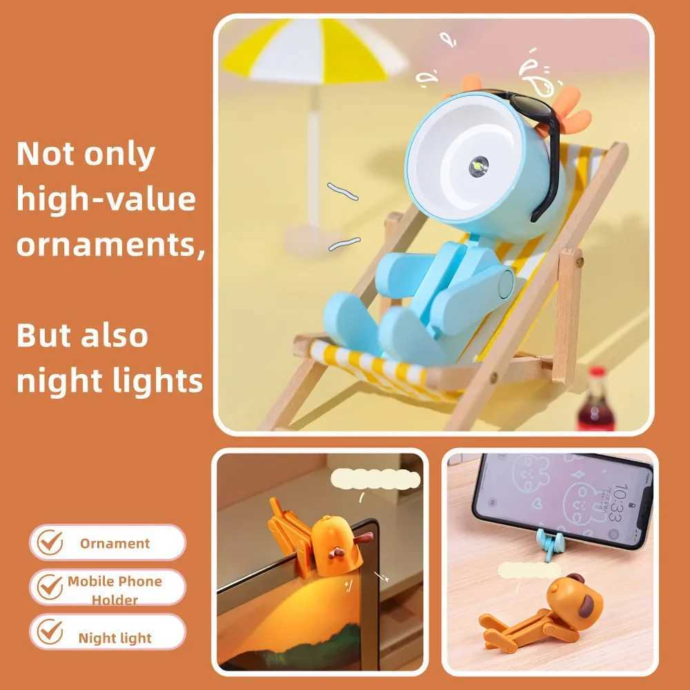 LED Mini Night Light Cute Dog Deer Foldable Desk Lamps Desktop Ornament Book Light Kids Room Bedside Bedroom Decor Holiday Gifts C251122