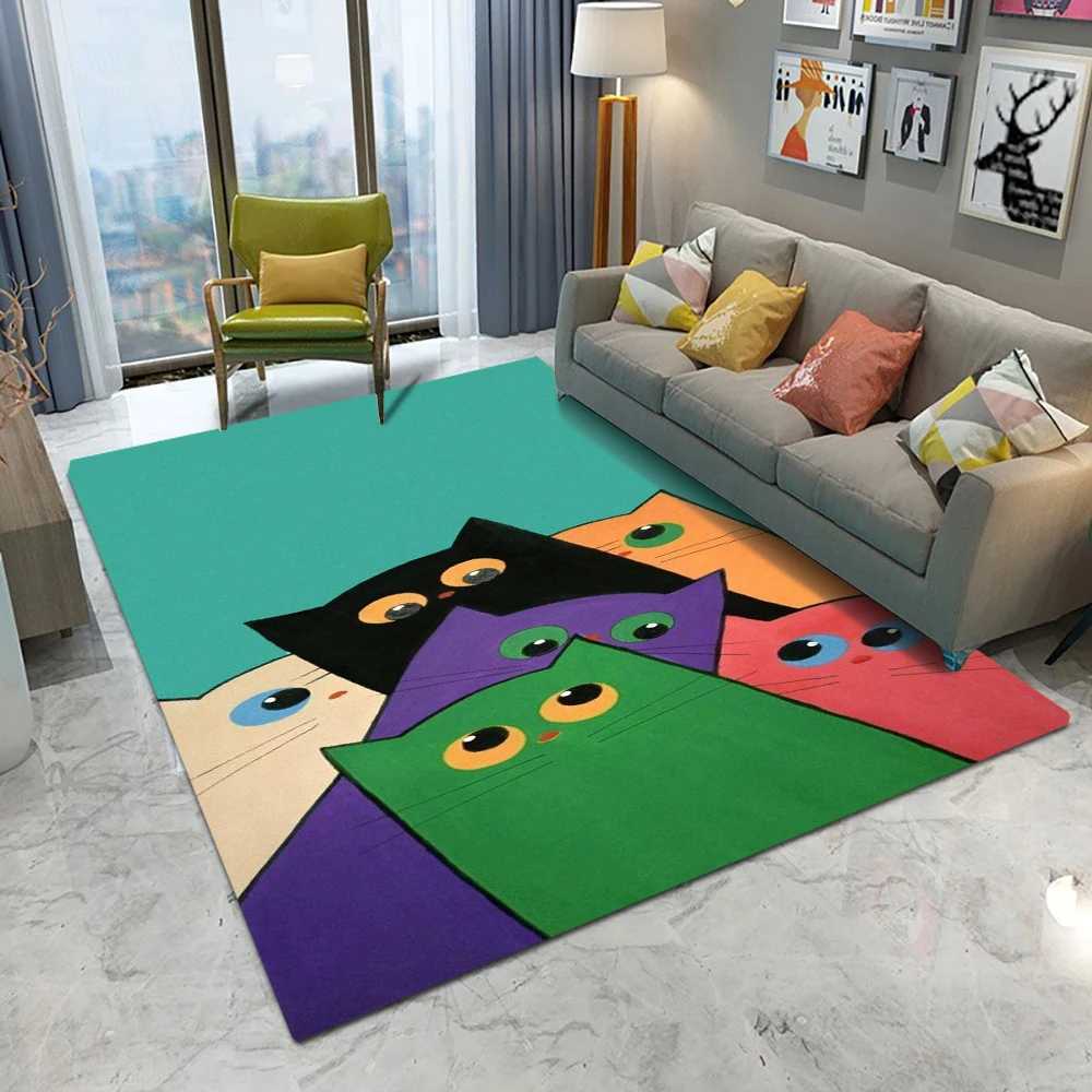 Abstract Art Cute Cat Kitten Carpet Living Room Sofa Bedroom Study Kitchen Entrance Door Mat Nonslip Cool Home Decoration Rug C250913