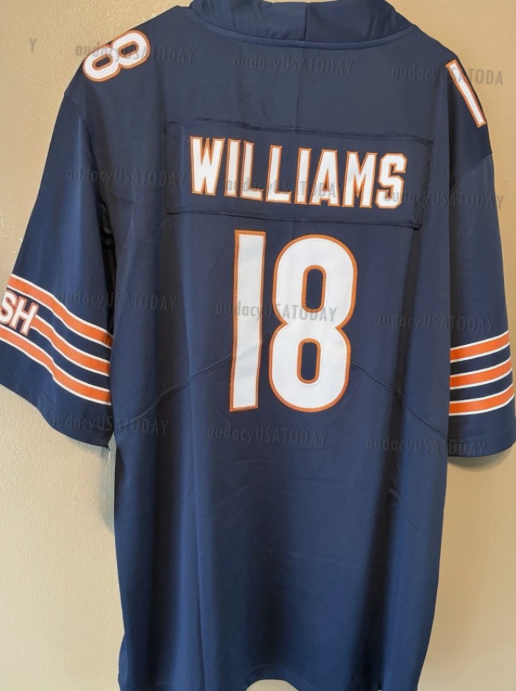 18 Caleb Williams 2025 Navy Football Jersey Payton Urlacher Loveland Odunze Moore Bagent Singletary Kmet Hester McMichael Ditka McMahon Monangai Custo