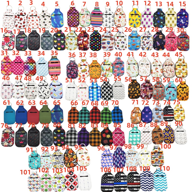 30ml Hand Sanitizer Holder Keychain Party Favor Mini Bottle Cover Square
