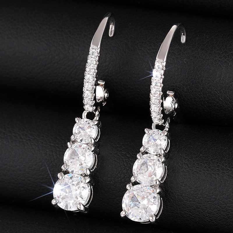 2025 Choucong Brand Dangle Earrings Luxury Jewelry 925 Sterling Silver Round Cut 5A Cubic Zircon CZ Diamond Gemstones Party Women Wedding Drop Long Ea