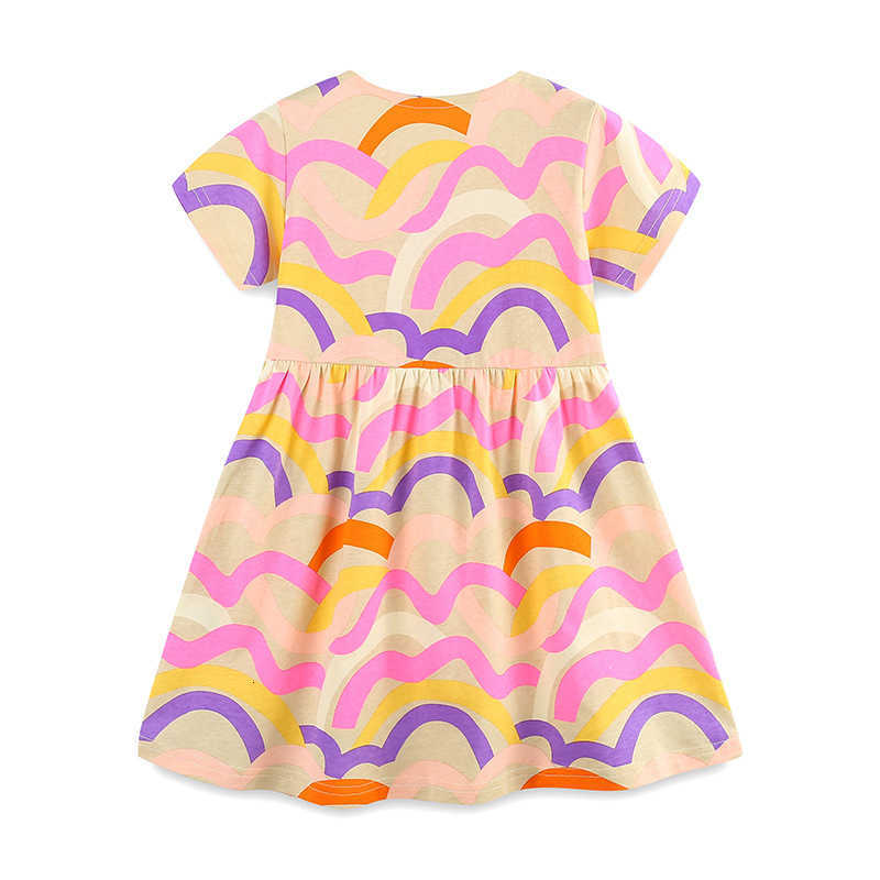 Girl's Dresses Girl's Dress 25 Summer New Children's Princess Dress Knitted Cotton Round Neck Short Sleeve Dress