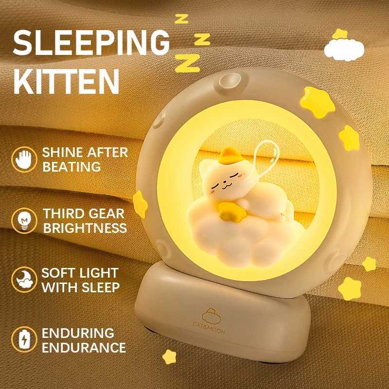 Moon Night Light Cute Rabbit Cat Panda Lamps Room Bedside Decoration USB Rechargeable Kawii Animal Gift Warm Soft Light C250913
