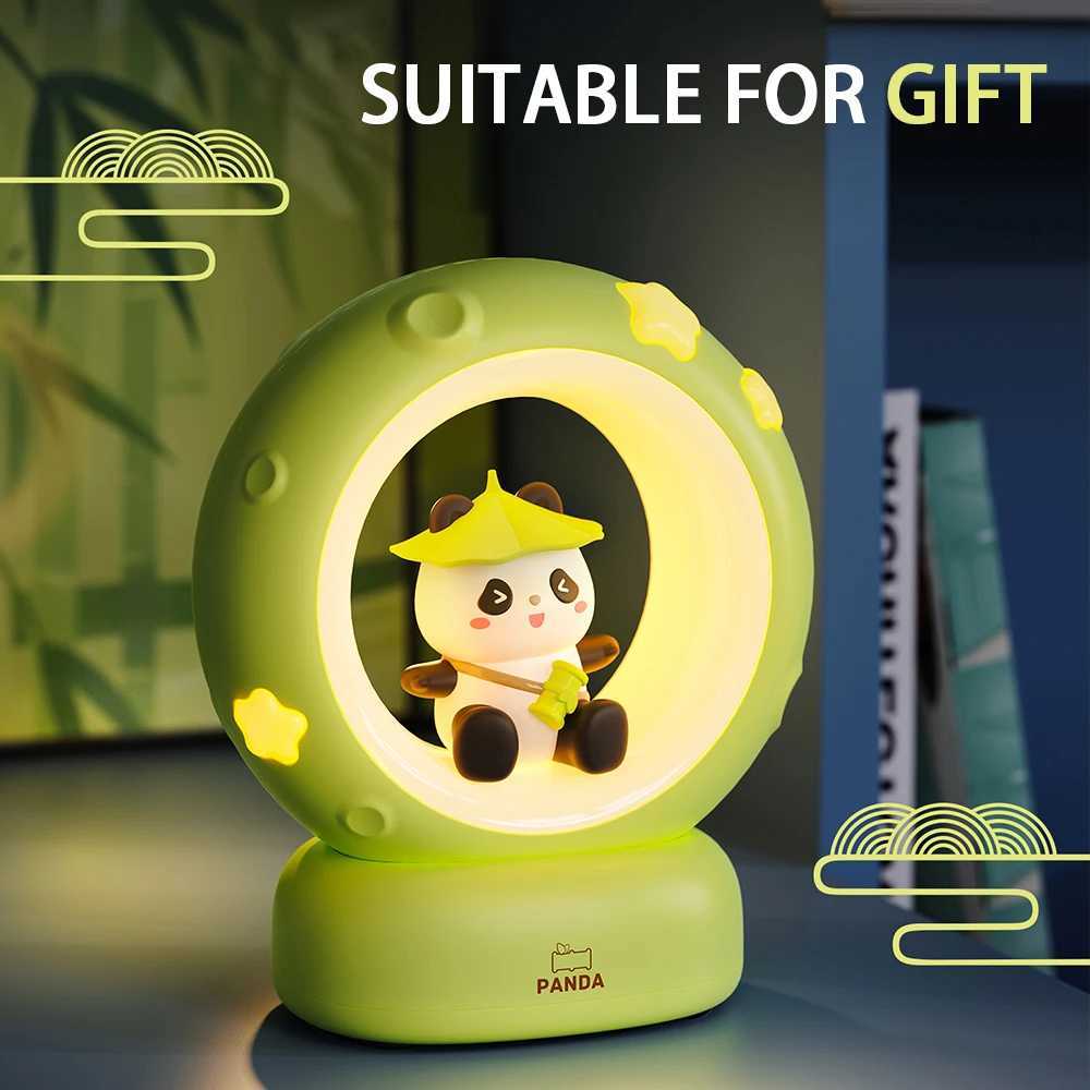 Moon Night Light Cute Rabbit Cat Panda Lamps Room Bedside Decoration USB Rechargeable Kawii Animal Gift Warm Soft Light C250913