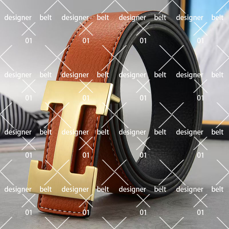 Belt designer belt fashion women's belt business men's belt smooth flat gold buckle belt luxury belt more black white brown belt body belt length 105-125cm with box