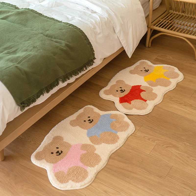 VIKAMA Cartoon Cute Bear Floor Mats Waterproof AntiFouling AntiStatic Sofa Living Room Bedroom Home Decoration Carpet C913 H260226