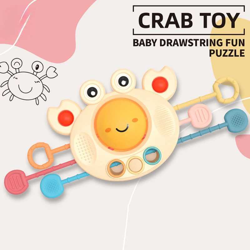 Crab Toy Kids Montessori Sensory Development Educational Toys Pull String Finger Grasp Training Early Learning Toy Teething C250913