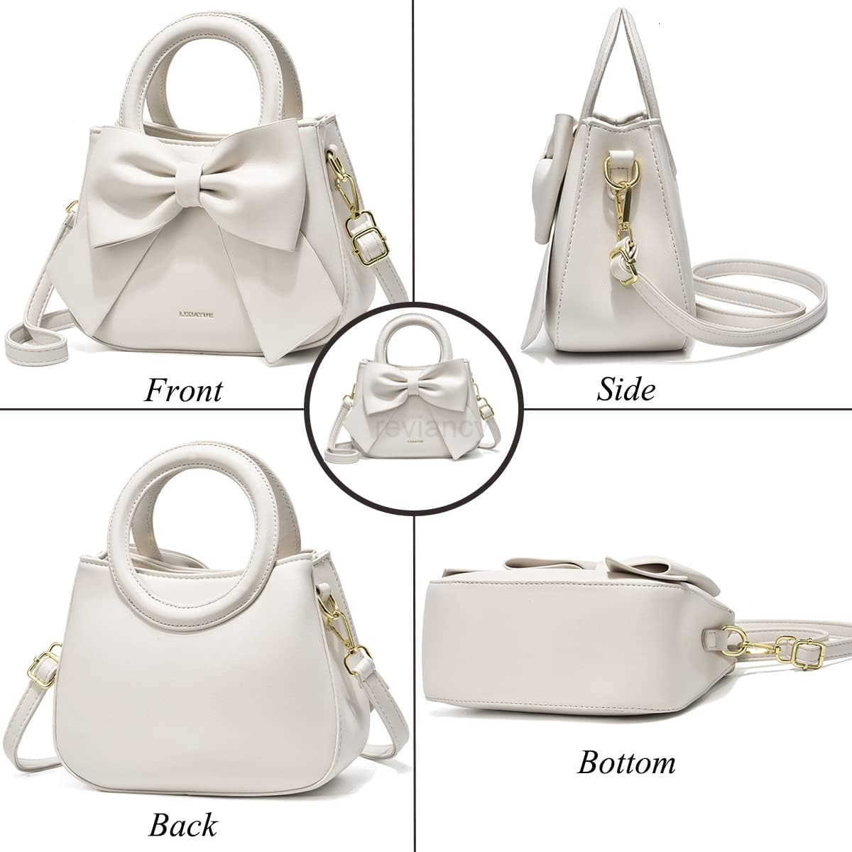 Small Handbags for Women with Top Carry Handle and Cute Bow KnotLeather Purses and OverShoulder StrapW250913