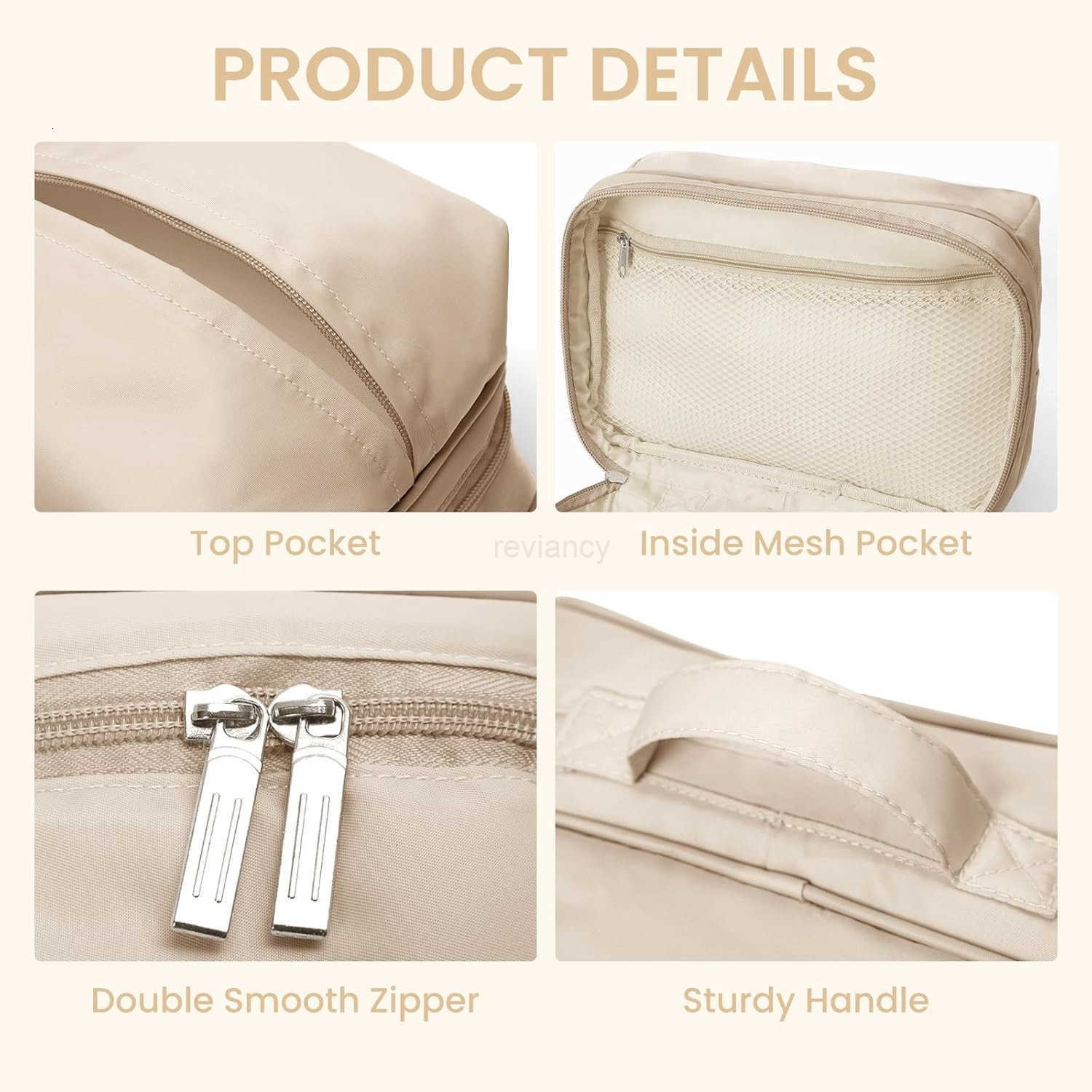 Travel Cosmetic Bag Women Portable Makeup Case Organizer Wideopen Toiletry Pouch for Cosmetics Toiletries khakiW250913