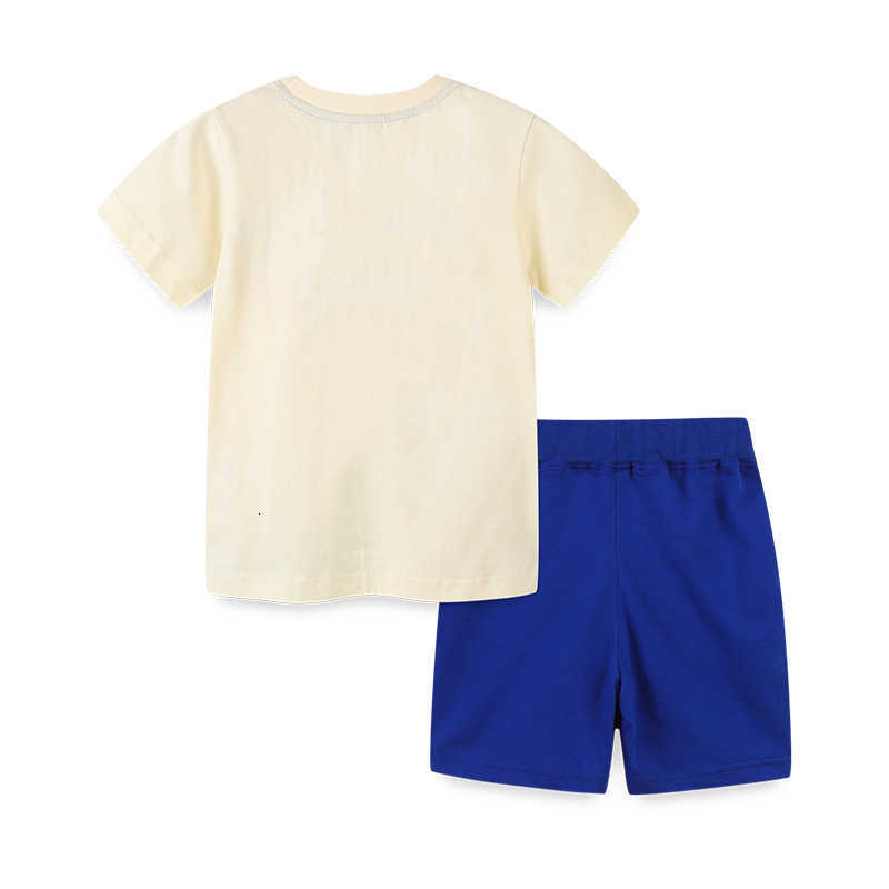 Children's Fashion Set New Summer Boys' Short Sleeve Set Knitted Cotton Cartoon Round Neck Children's Two Piece Set