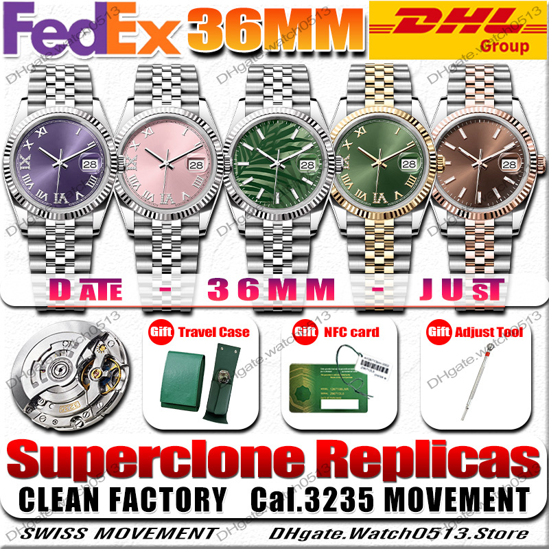 Clean Factory Watches Luxury Designer Watches 36MM 3235 Automatic Movement 904L Full Stainless Steel Sapphire Luminous 10ATM Water-Resistant 72H Power Reserve