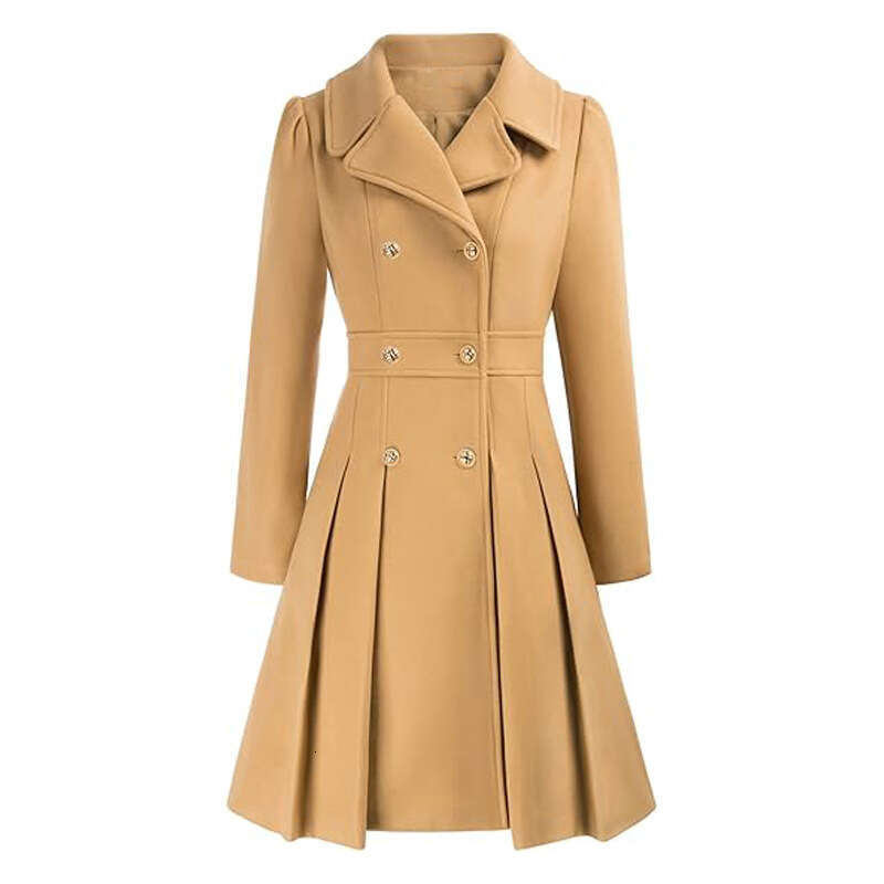 womens coat jackets womens fur coat Autumn Winter European and American Selected Women's Trench Coat with Turn-Down Collar, Double-Breasted, A-Li