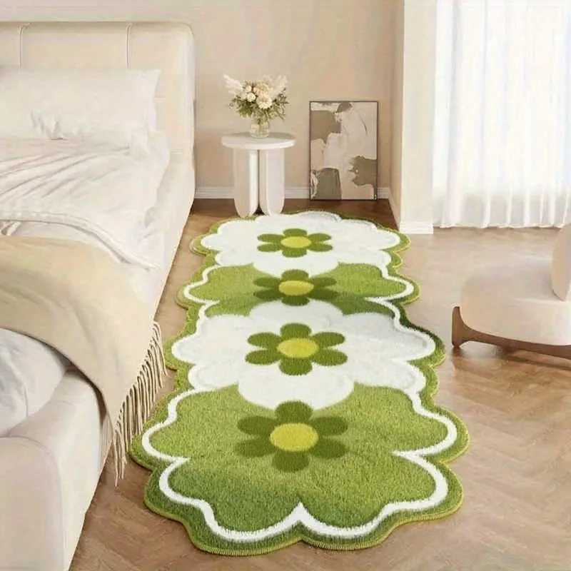 Flower Pattern Bedroom Decor Pink Carpet Thick Plush Bedside Floor Mat Irregular Shapes Carpets for Living Room Fluffy Soft Rug C250913