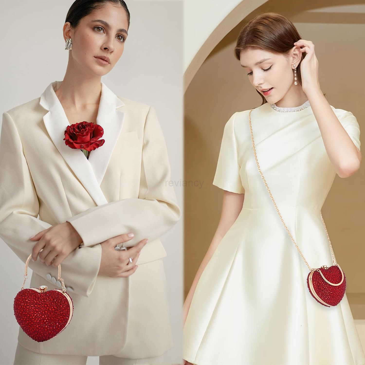 Women Heart Shaped Clutch Handbag Wedding Party Evening Bag Mini Chain Purse Cocktail Prom Tote Shoulder BagW250913