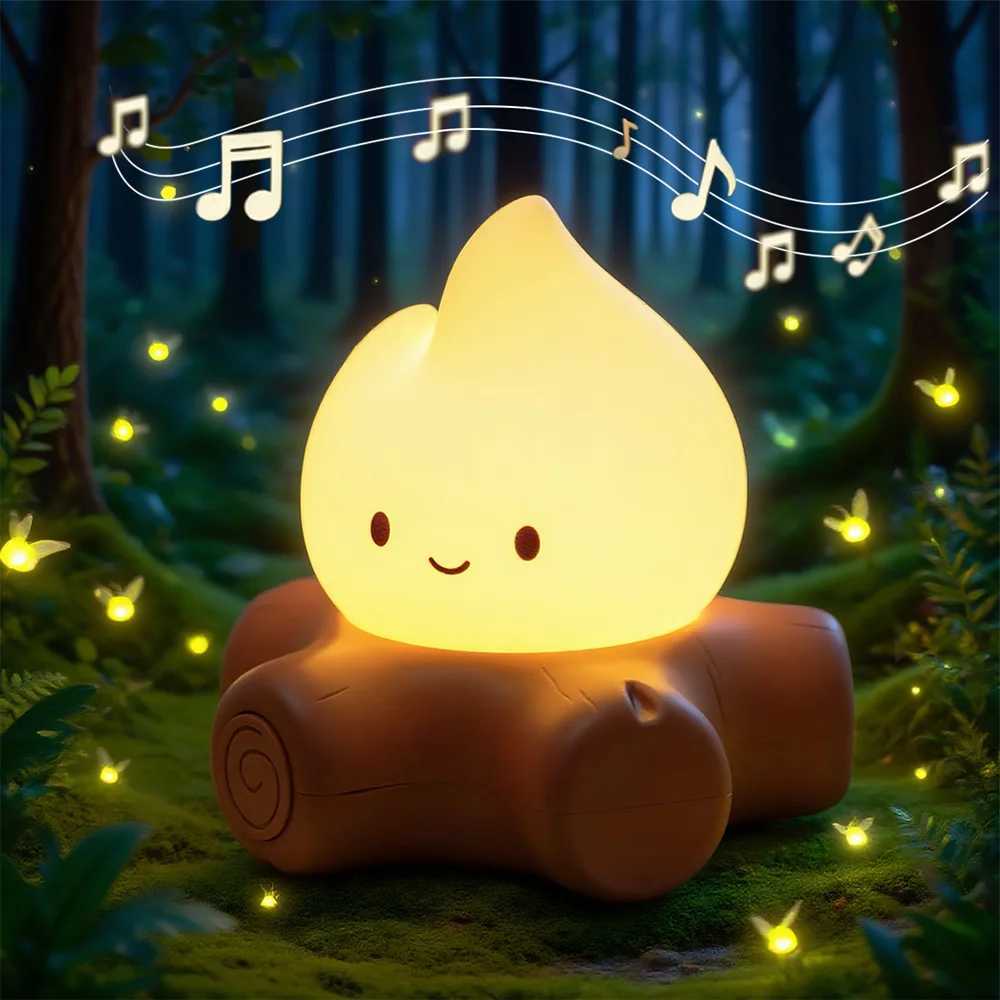 Campfire Night Lights With White Noise Creative Room Decoration Atmosphere LED Light Desk Lamp For Kids Christmas Birthday Gifts C250913