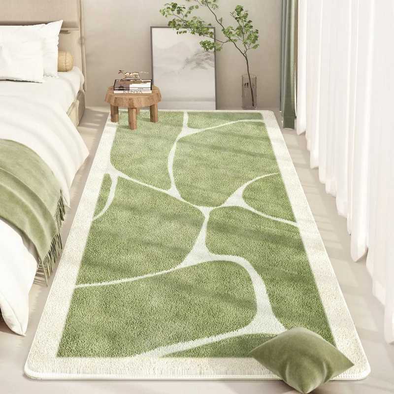 VIKAMA Fresh Green Faux Cashmere Long Carpet AntiSlip Carpet For Bedroom Entrance And Bay Window Home Decoration C250913