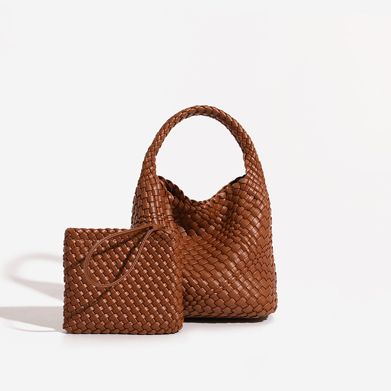 HERMIN 2025 new handmade woven cabbage basket, baozi mother bag, handbag, shoulder crossbody bag