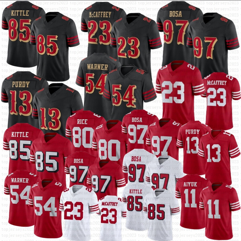 2025 Rivalries Christian McCaffrey Brock Purdy Football Jerseys Bosa George Kittle Fred Warner Mykel Williams Jerry Rice Montana Brandon Aiyuk Montana Young