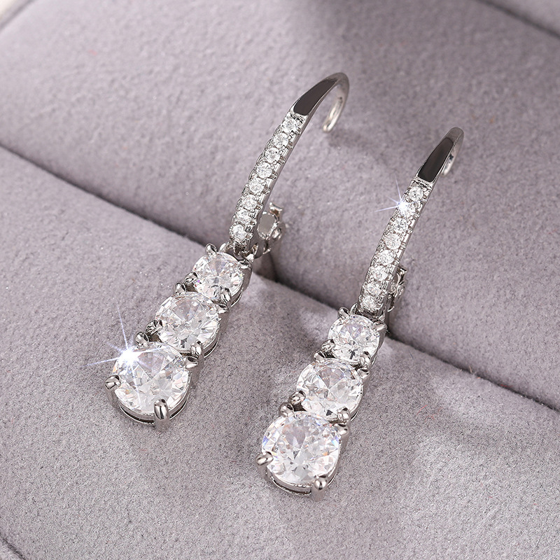 2025 Choucong Brand Dangle Earrings Luxury Jewelry 925 Sterling Silver Round Cut 5A Cubic Zircon CZ Diamond Gemstones Party Women Wedding Drop Long Ea
