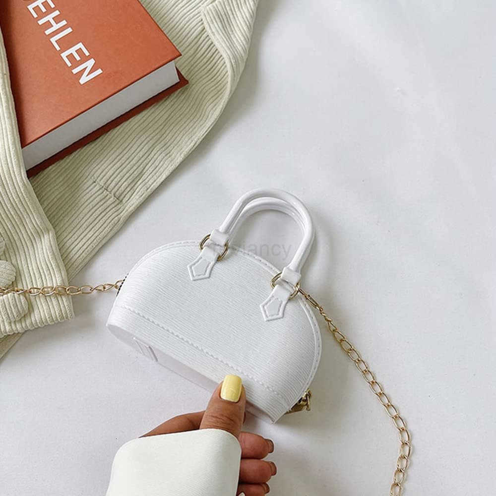 Little Girls Handbag Mini Chain Crossbody Shoulder Bag Shell Shape Zip Around Dome Tote Top Handle BagW250913