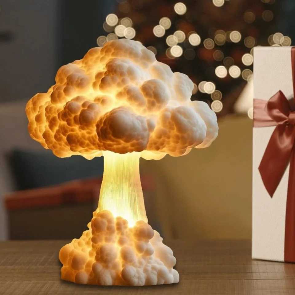 3D Mushroom Cloud Table Lamp Simulation Multipurpose Atomic Bomb Blast Night Light Handmade Resin LED Reading Light Desk Decor C250913