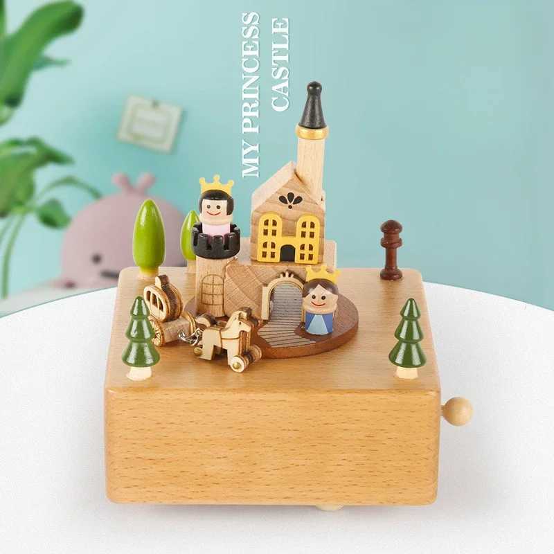 Wooden Carousel Music Box Ornaments Rotatable Handcranked DIY Handmade Birthday Christmas Gift Childrens Toys C250913