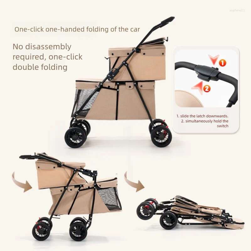 Pet Cart Double-layer Large Space Dog Foldable Portable Going Out Cat Bag Breathable Free shipping