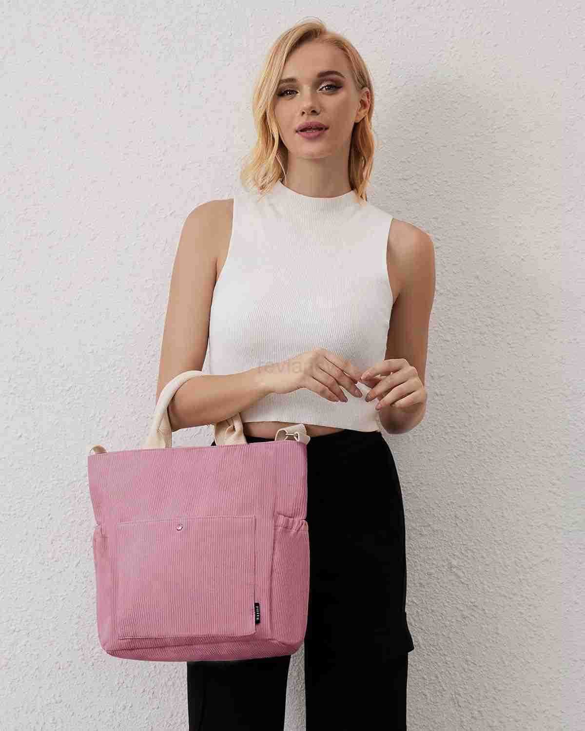 Corduroy Tote Bag for Women Large Crossbody Hobo Shoulder Bag with Pockets Tote Handbag for WorkCollegeShoppingW250913