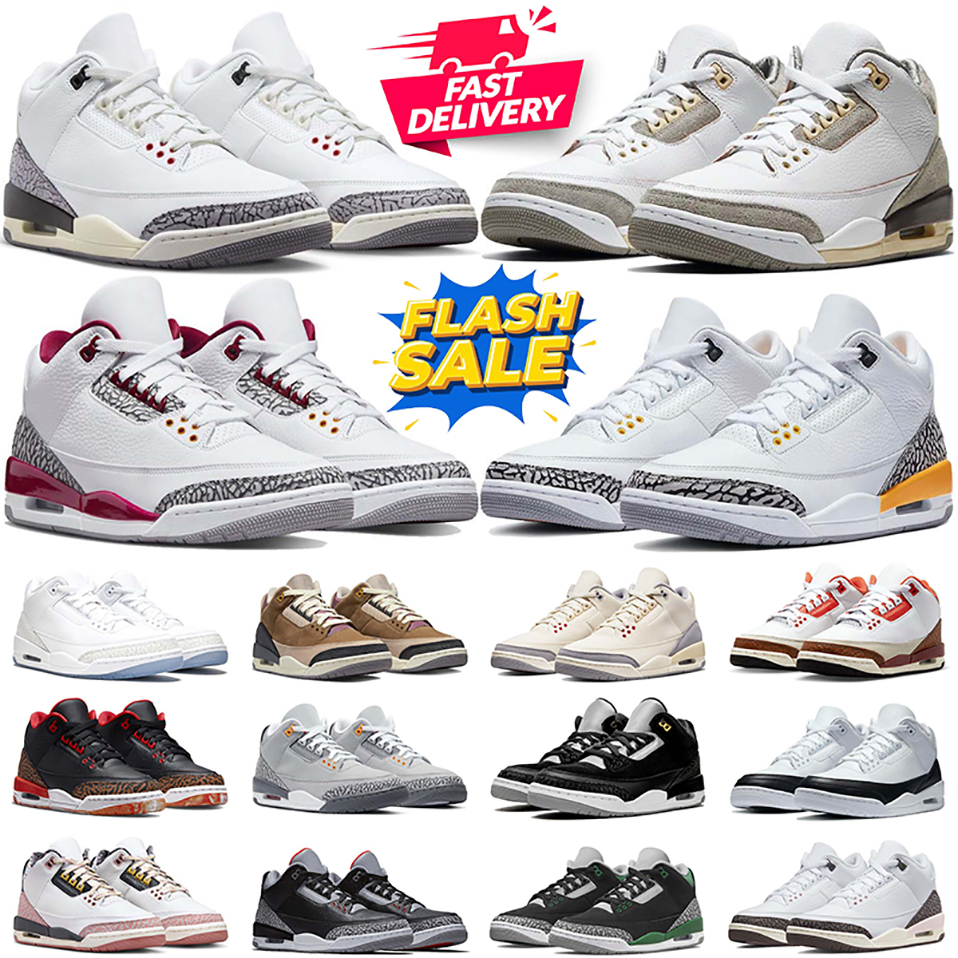 Basketball Shoes Black Cat White Cement Reimagined UNC True Blue AMM Bain Sail Metallic Sier Lucky Shorts Fire Red Katrina Men 3s J3 Sneakers