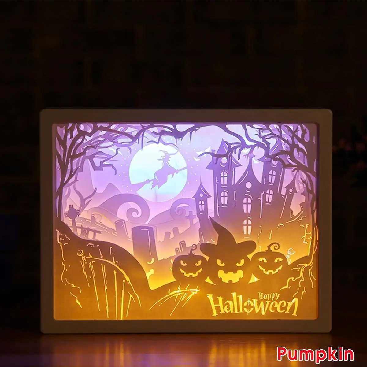 Halloween Christmas 3D Paper Carving Light LED Night Light Bedside Desk Table Lamp Carved CreativeGifts Kids Bedroom C250913