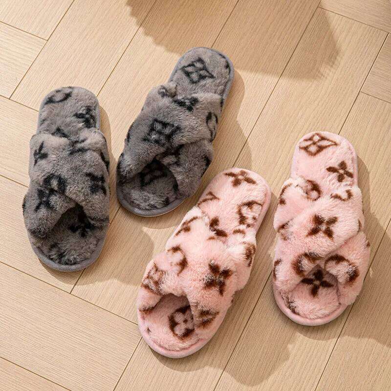 Fluffy Women's Slippers Home Designer Woman Shoes Flats Fashion Fuzzy Fur Slides Autumn Winter Plush Elegant Footwear