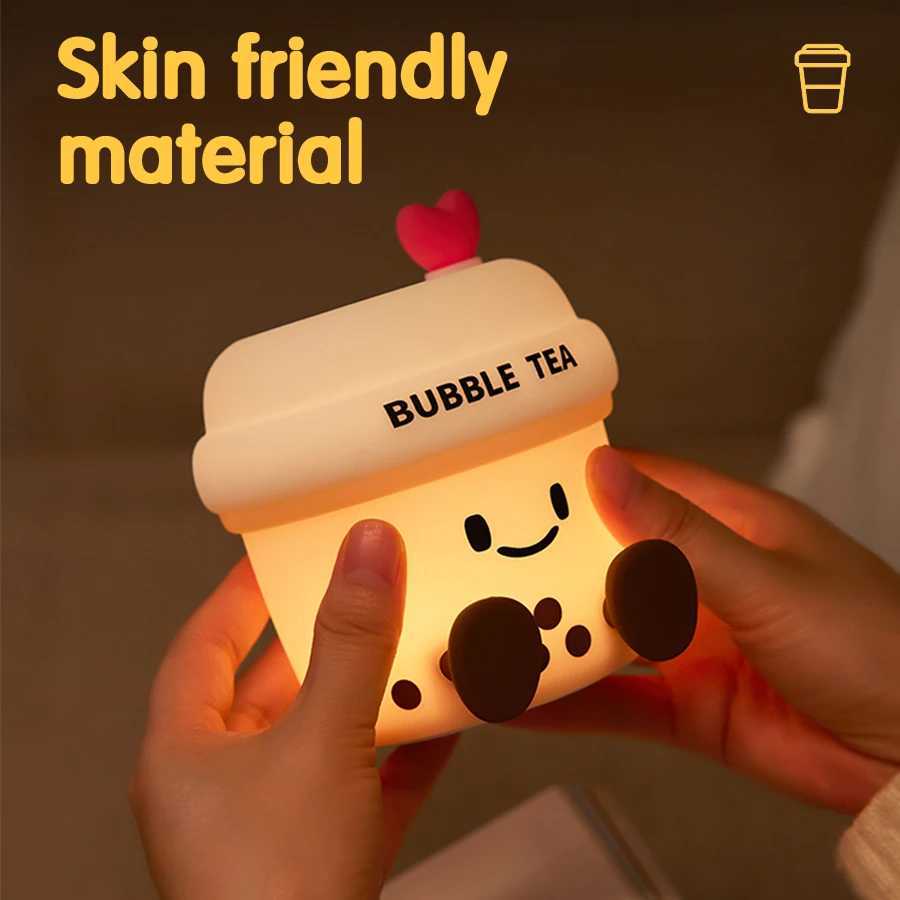 Bubble Milk Tea Led Table Lamp Cute Silicone Rechargeable Night Light for Nursery Girls Kids Gift Bedroom Bedside Mood Light C250913
