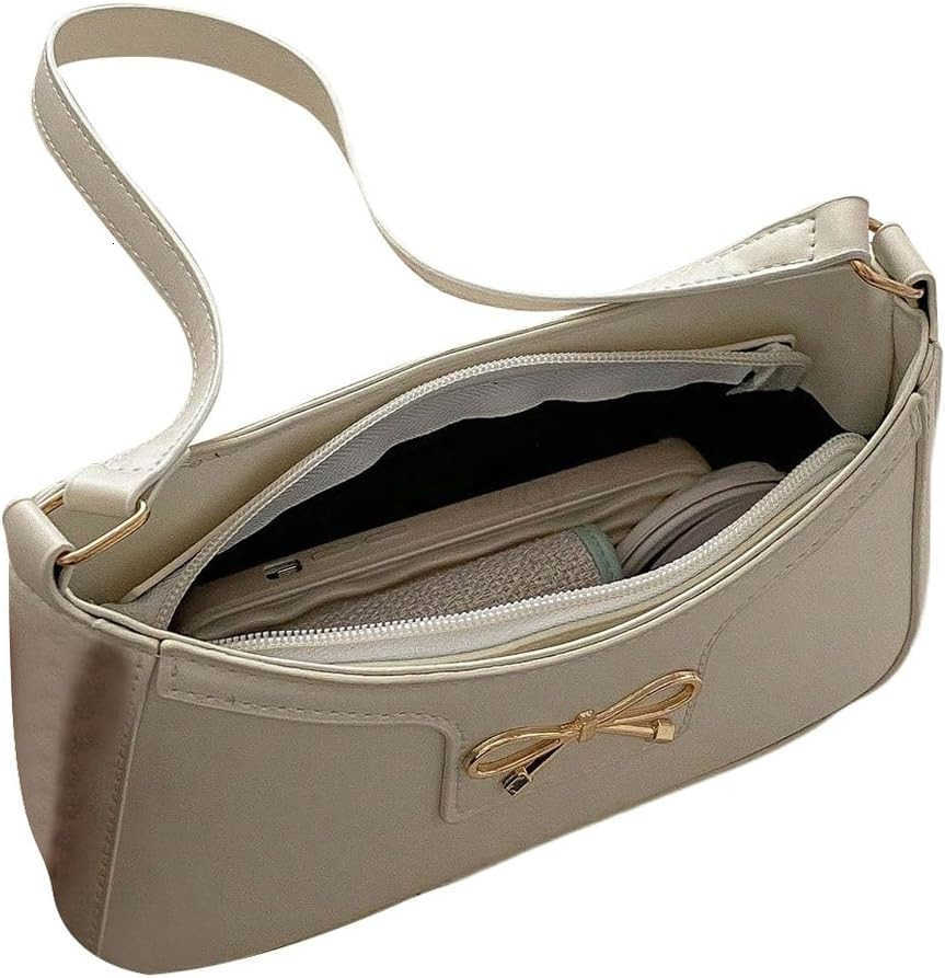 Womens Bow Top Handle Clutch Purses PU Leather Underarm Shoulder BagsW250913
