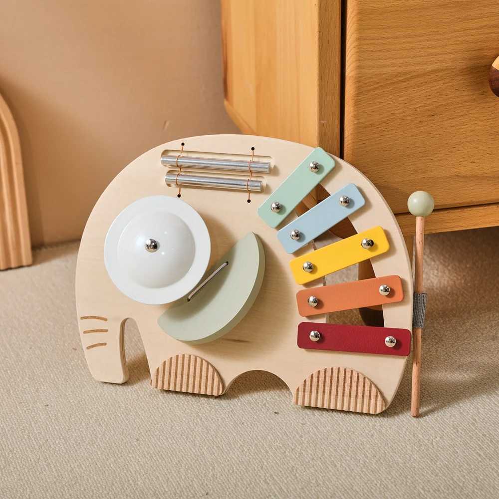 Wooden Orff Music Instruments Xylophone Drum Kit Montessori Educational Music Table Toys for Kids Elephant Baby Music Toys Gifts C250913