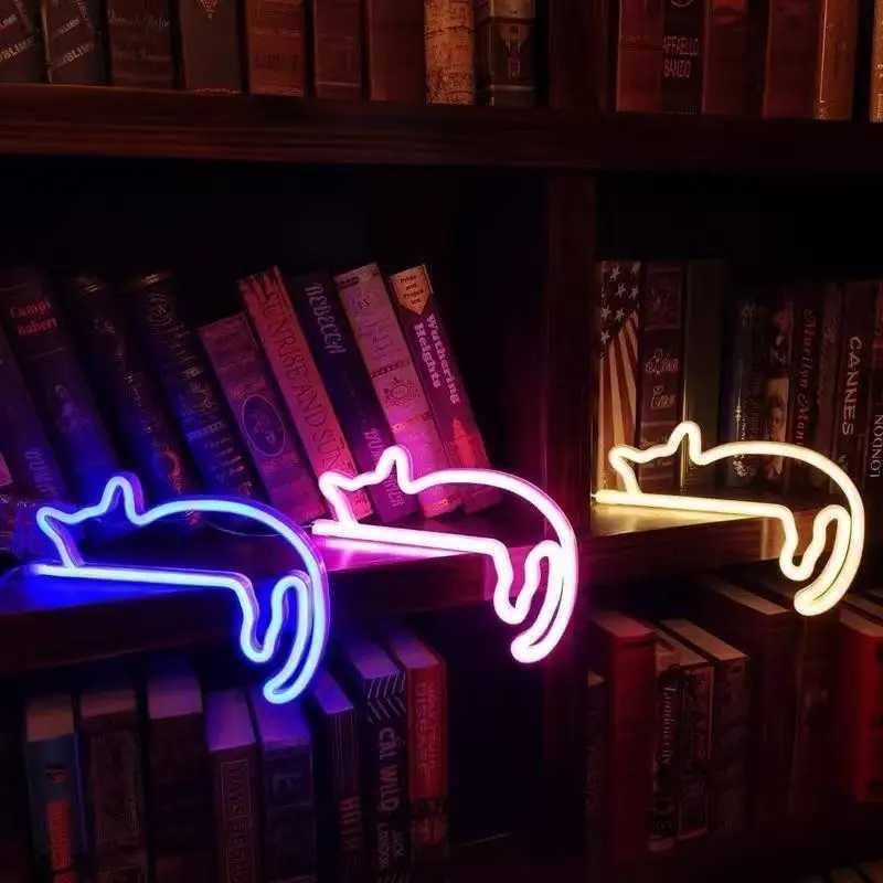 Cute Cat Neon Light LED Wall Decoration Suitable for Girls Bedrooms Living Rooms Family Gatherings Birthday Gifts C250913