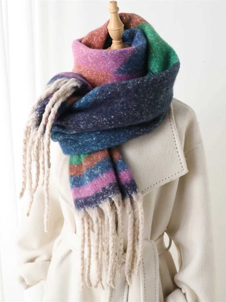 Wen Winter Knitted Scarf scarf Lady Men Casual Striped Print Tassel Warm Soft Scarve Mujer Foard Wrap Shawl New G250912