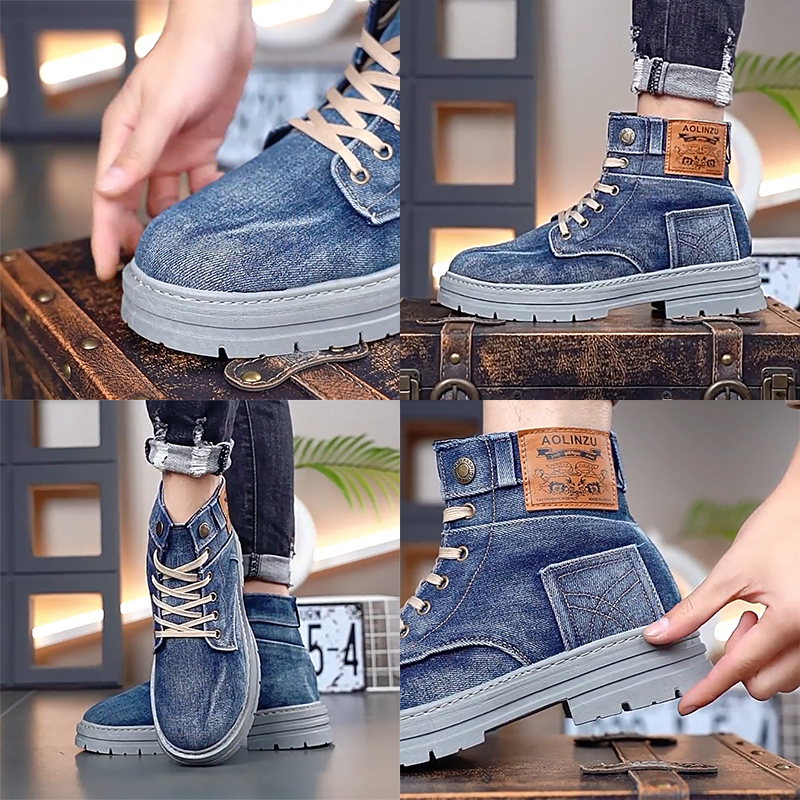 designer shoes sneakers casual mens shoes denim blue black outdoor non-slip platform sneaker versatile high-top trainers size 39-48
