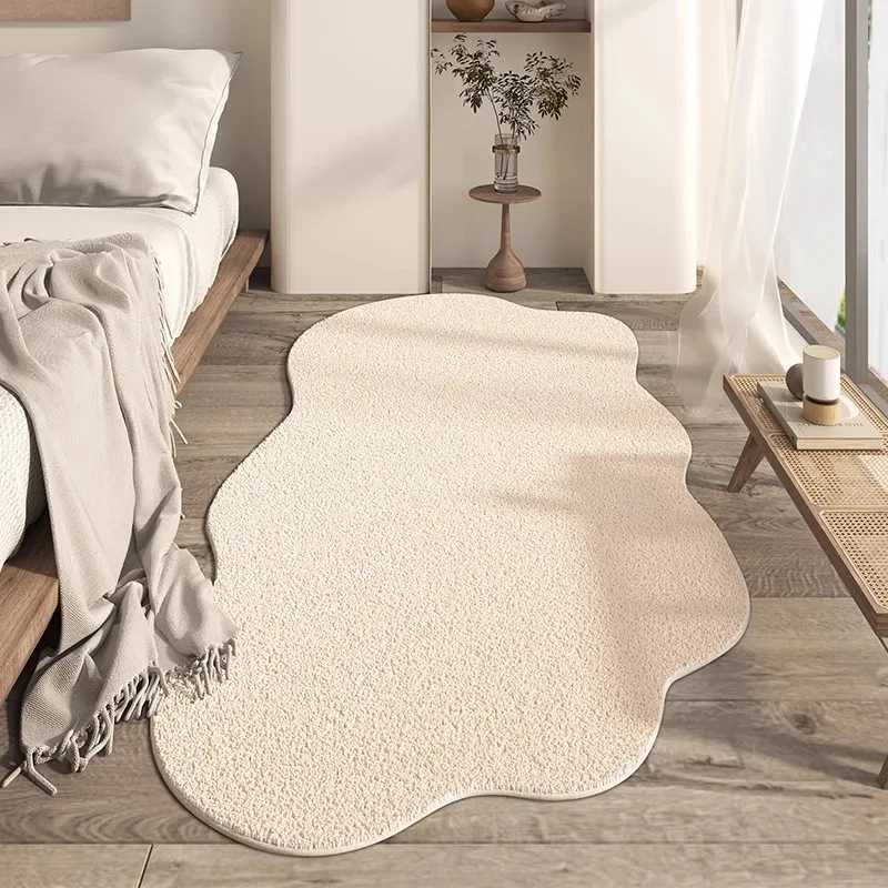 Cream wind bedside blanket bedroom carpet living room master bedroom profiled bedroom oval bed front blanket thick plush C250913