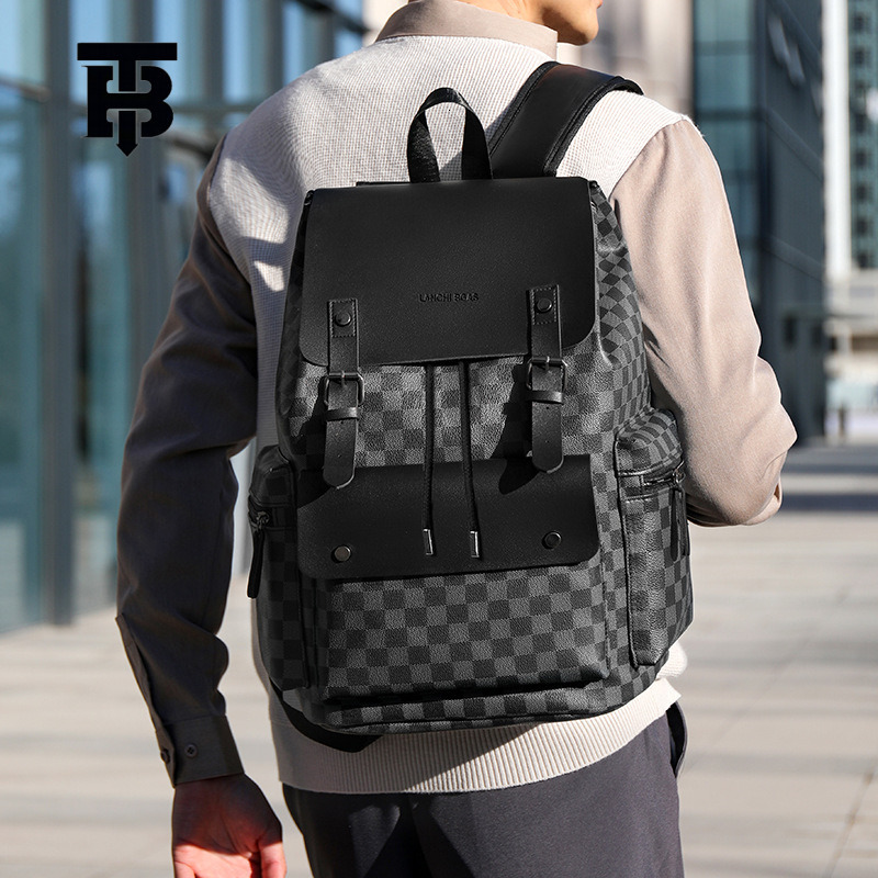Free Shipping Designer Bag Men's Plaid Luxury Bag Commuter Casual Backpack Large Capacity Business Travel Work Laptop Bag