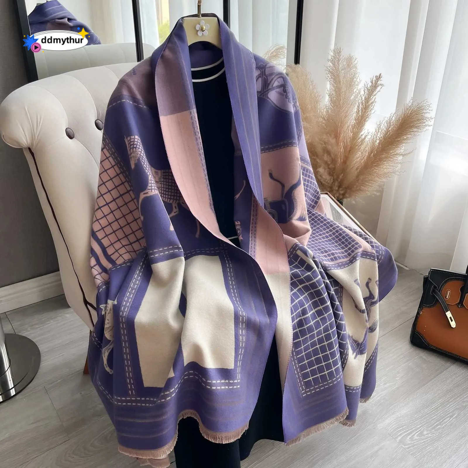 Autumn Winter Women Pashmina Shawls and Wraps Cashmere Blanket Warm Thick Stoles for Ladies Outdoor Scarf 2024 New Print G250818 ddmythur
