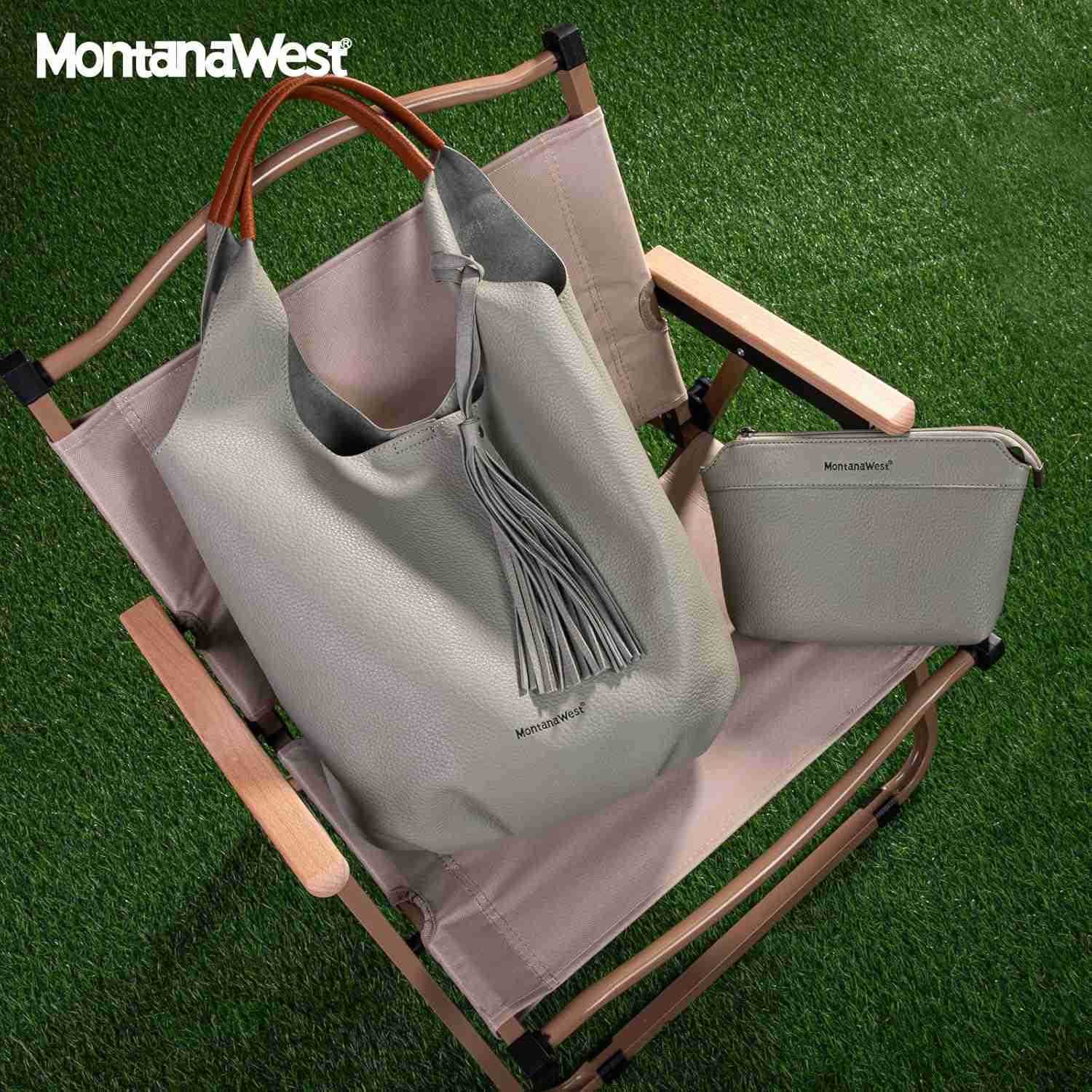 Women Slouchy Handbags 2PCS Tassels Shoulder Bag with ComESTic BagW250913