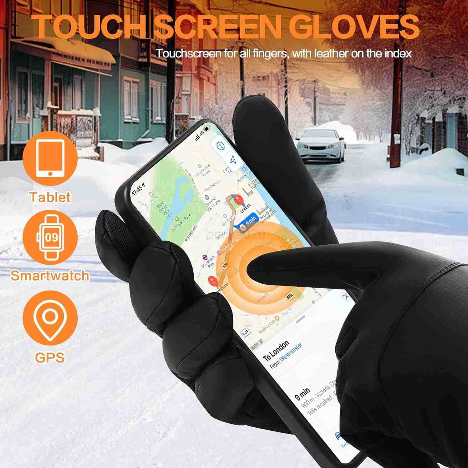 Winter Waterproof Gloves for Women Water Proof Touch Screen Gloves for Men Running Hiking Cold Weather Touchscreen Gloves for Phone Texting Warm Snow 