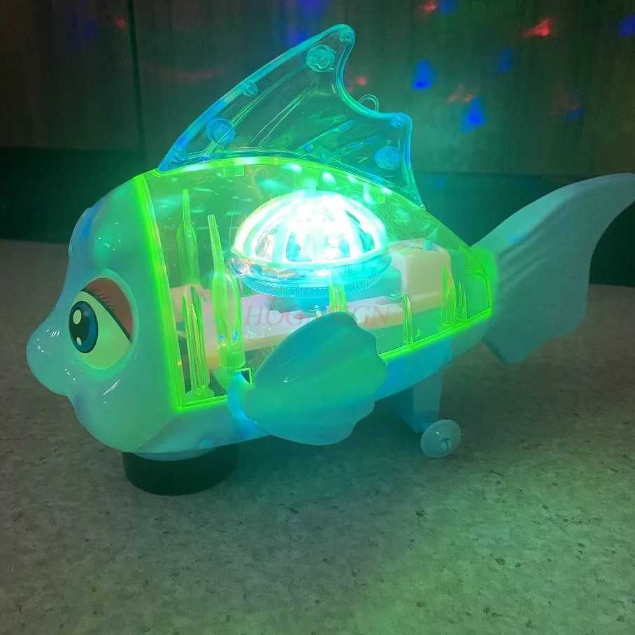 Luminous and transparent clownfish swaying fish electric gear toy sound and light universal reptile baby pet C250913
