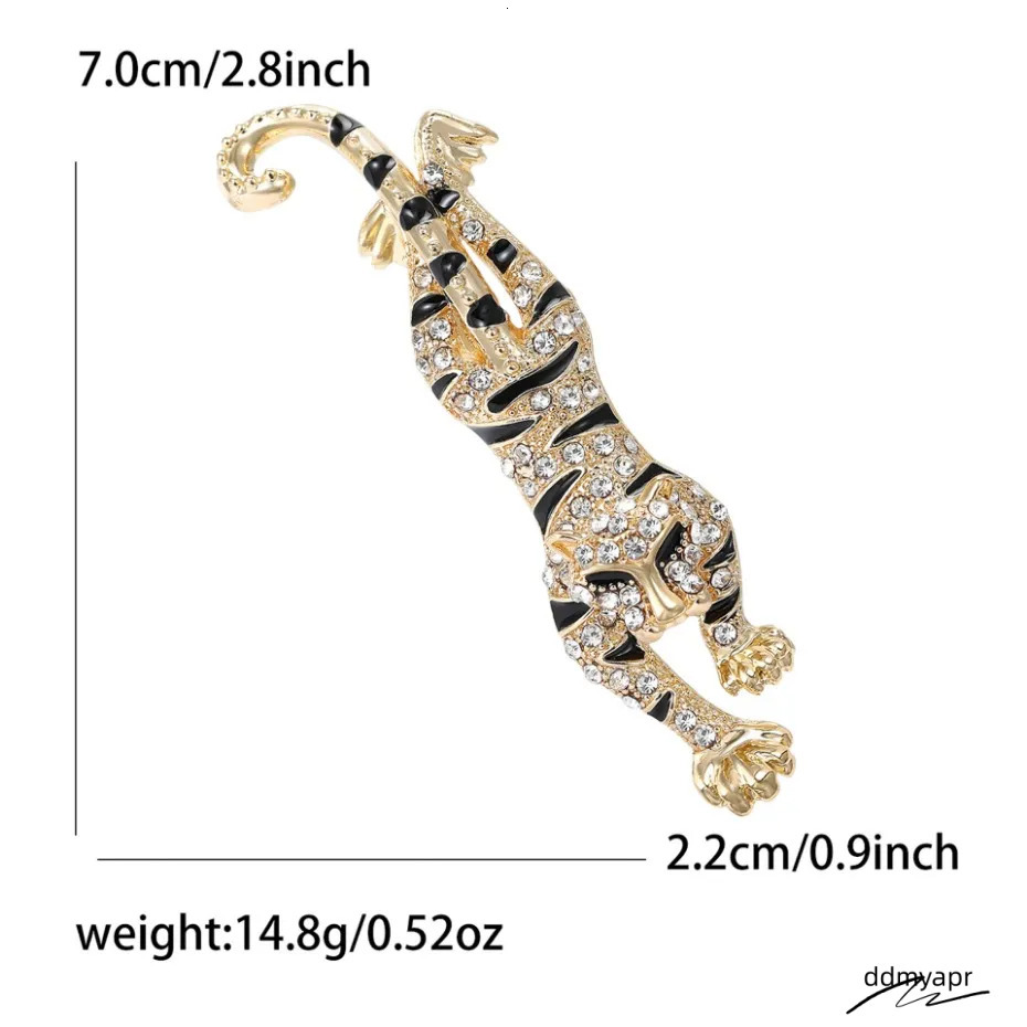 Gold Tone Rhinestone - Encrusted Tiger Brooches With Black Accents Bold Party Gift For Him/Her High Quality And Stylish Jewelry ddmyapr