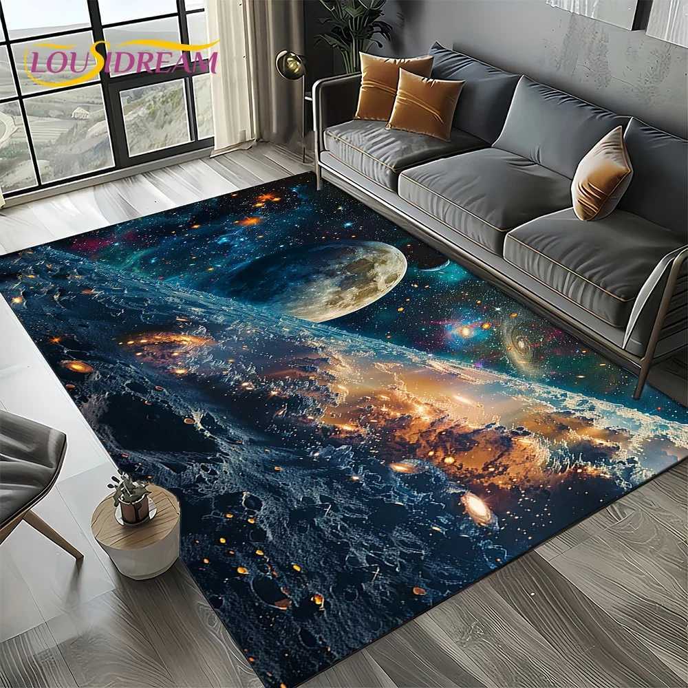 Universe Space Stars Black Hole Galaxy Earth Milky Way Carpet Rug for Living Room Bedroom Sofa DecorationNonslip Floor Mat C250913