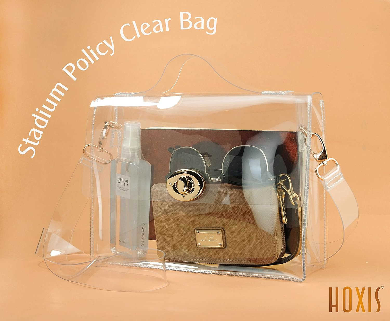 Clear Bag with Turn Lock Closure Womens Cross Body Handbags Stadium ApprovedW250913