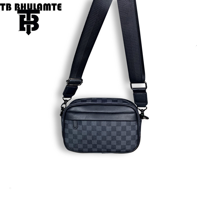 TB BHULAMTE Designer Bag Fashion New Luxury Bag Men's Casual Plaid Shoulder Bag Leather Crossbody Bag Fashion Small Square Bag Luxury Bag Small B