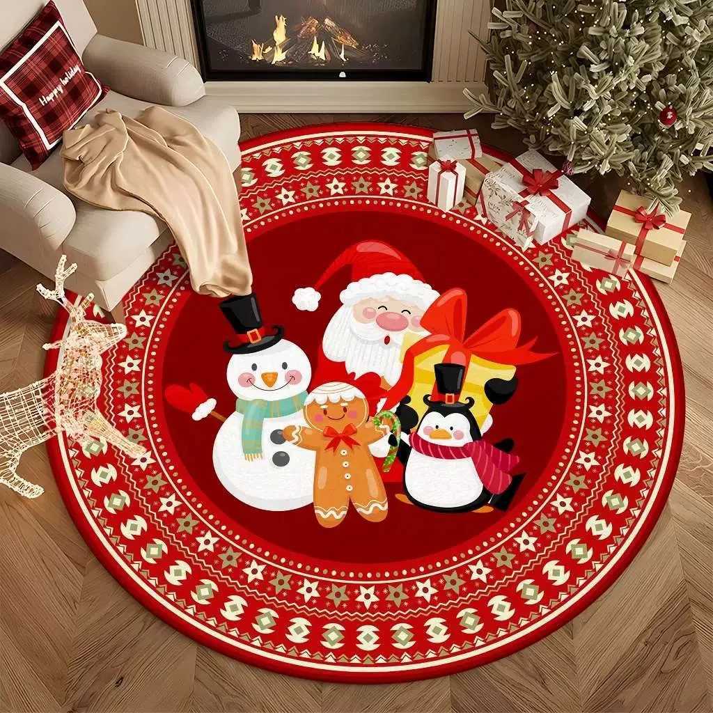 VIKAMA Large Festive Round Living Room Carpet Acrylic WoolLike Plush Rug for Family Gathering Home Decor C250913