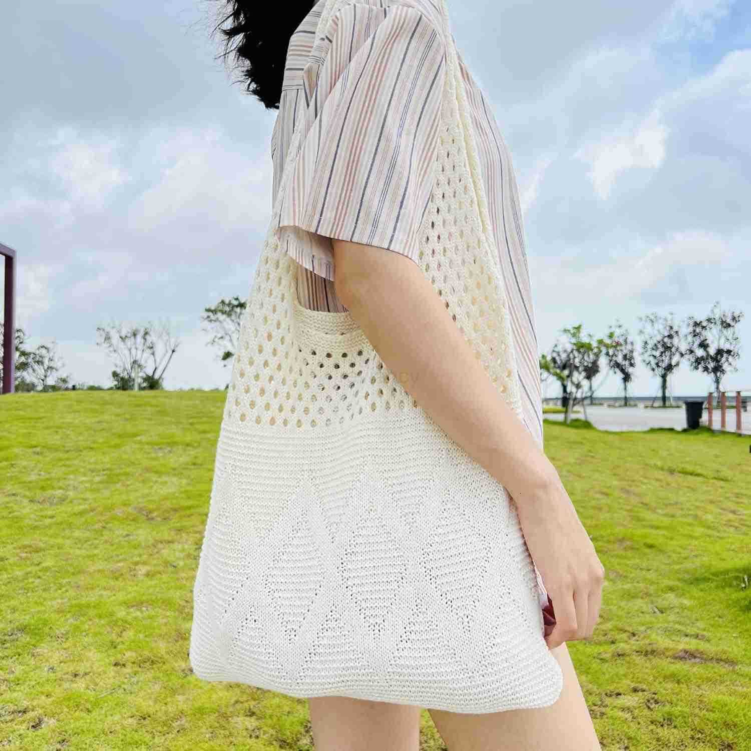 Crochet HandBags Hobo Knitted Tote Bag Aesthetic Summer Purses for Women Crochet Beach HandbagW250913